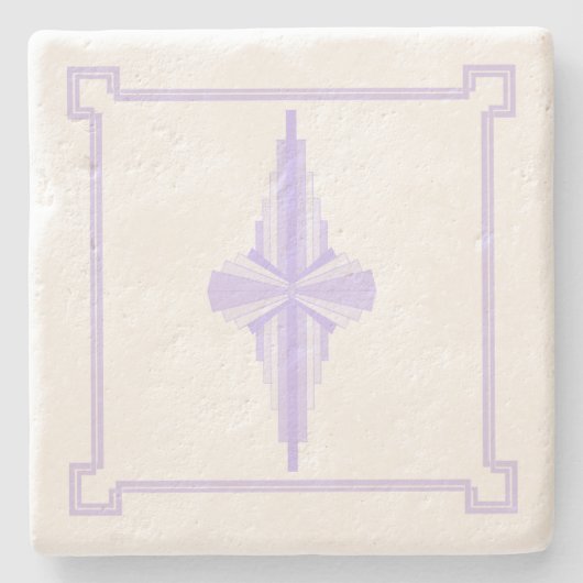 Art Deco Muster in Lilac Steinuntersetzer (Vorderseite)