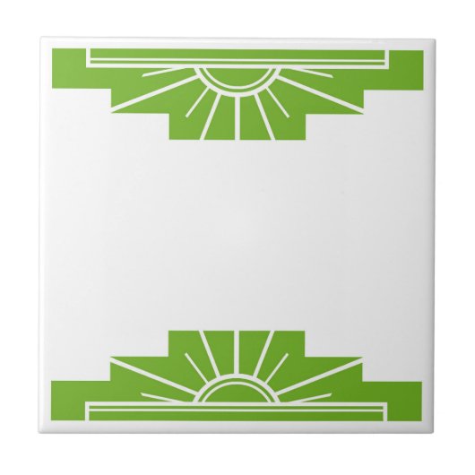 Art Deco Muster in Lime Green Fliese (Vorderseite)