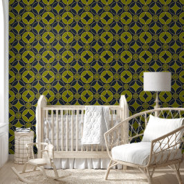 Art-Deco-Muster in Olive und Schwarz Tapete