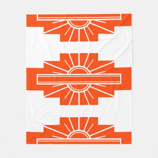 Art Deco Muster in Orange Fleecedecke (Vorderseite)