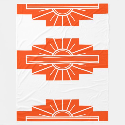 Art Deco Muster in Orange Fleecedecke (Vorderseite)