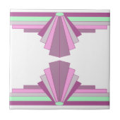 Art-Deco-Muster in Rosa und Grün Fliese (Vorderseite)