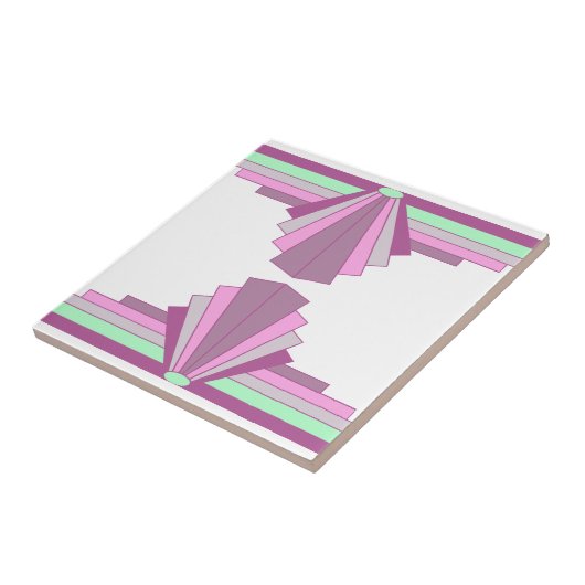 Art-Deco-Muster in Rosa und Grün Fliese (Seite)