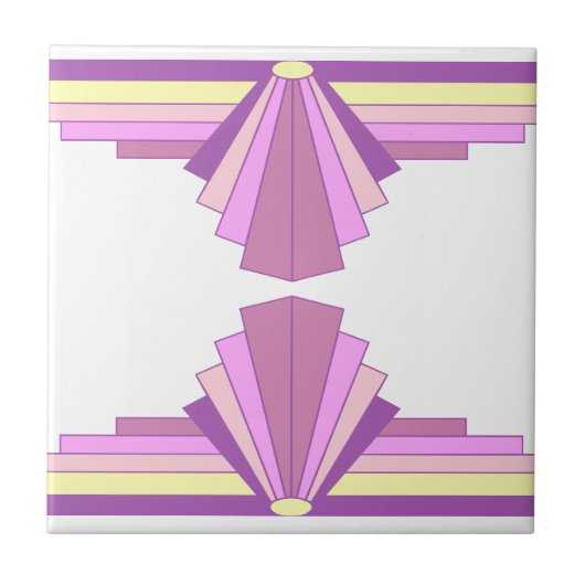 Art Deco Muster in rosa und Lila Fliese (Vorderseite)