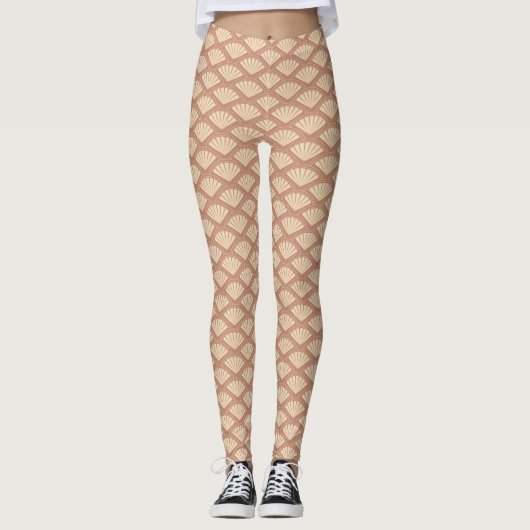 Art-Déco-Muster in Rose Leggings (Vorderseite)