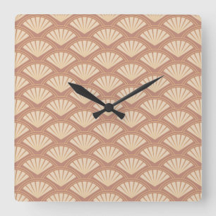 Art-Déco-Muster in Rose Quadratische Wanduhr