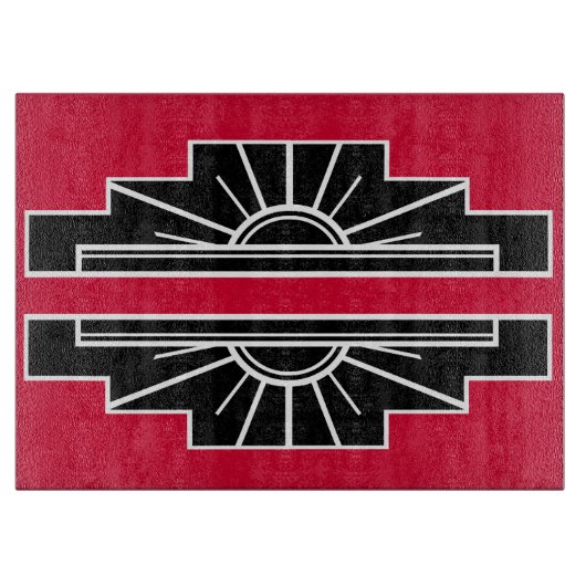 Art Deco Muster in Rot Basierend auf dem Deko der  Schneidebrett (Vorderseite)