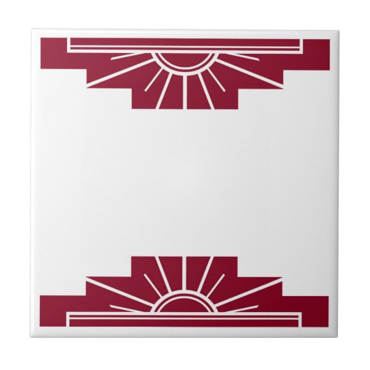 Art Deco Muster in Rot Fliese (Vorderseite)