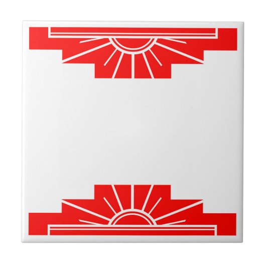 Art Deco Muster in Rot Fliese (Vorderseite)
