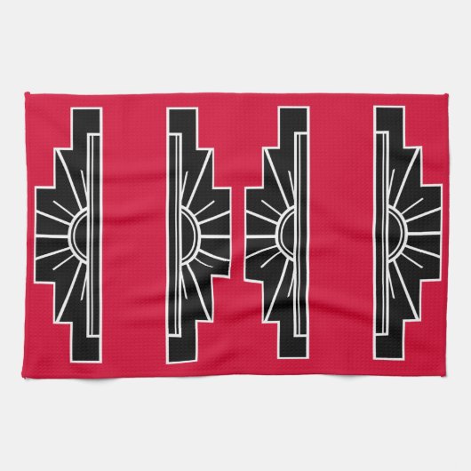 Art Deco Muster in rotem Geschirrtuch (Horizontal)