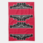 Art Deco Muster in rotem Geschirrtuch (Vertikal)