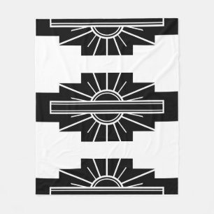 Art Deco Muster in Schwarz Fleecedecke