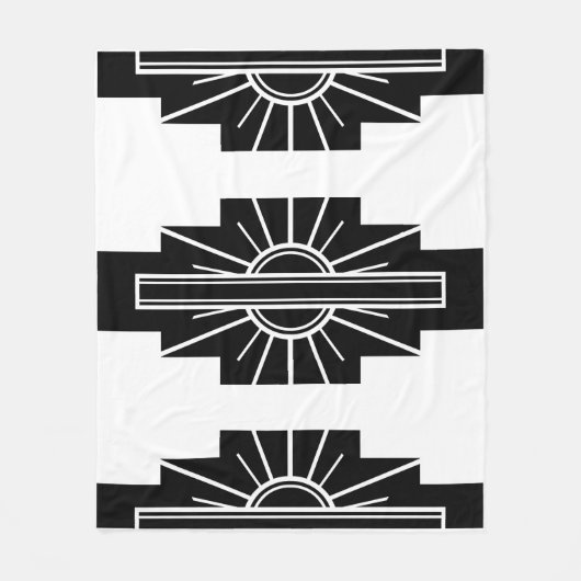 Art Deco Muster in Schwarz Fleecedecke (Vorderseite)