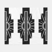 Art Deco Muster in Schwarz Fleecedecke (Vorderseite (Horizontal))