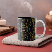 Art-Deco-Muster in Schwarz und Gold Zweifarbige Tasse