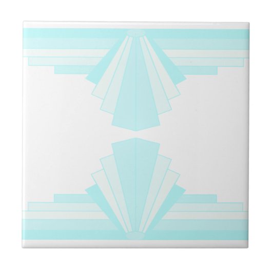 Art Deco Muster in Soft Aquamarin Fliese (Vorderseite)
