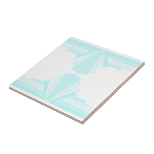 Art Deco Muster in Soft Aquamarin Fliese (Seite)