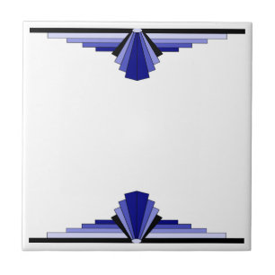 Art Deco Muster in Tiefblau Fliese