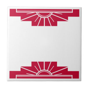 Art Deco Muster in Tiefrot Fliese