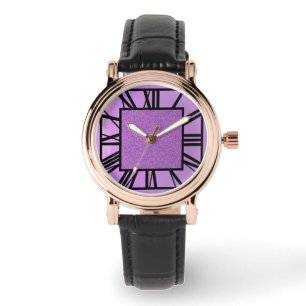 Art Deco Muster, Lavendel metallisch Armbanduhr