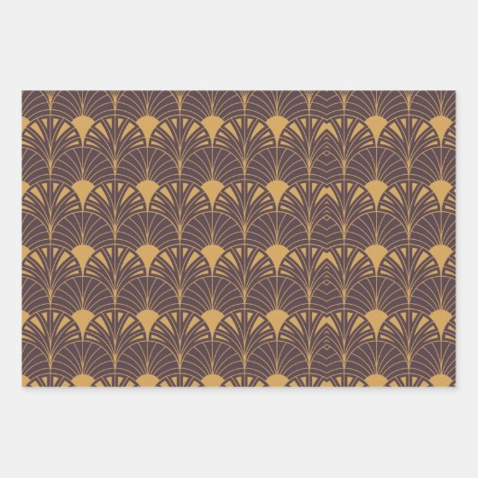 Art Deco-Muster mit fächerförmigen Motiven Geschenkpapier Set (Vorderseite)