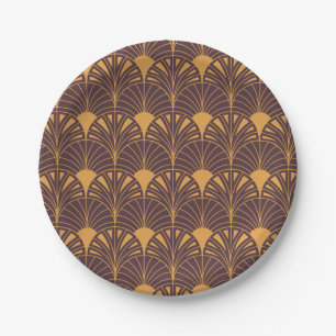 Art Deco-Muster mit fächerförmigen Motiven Pappteller