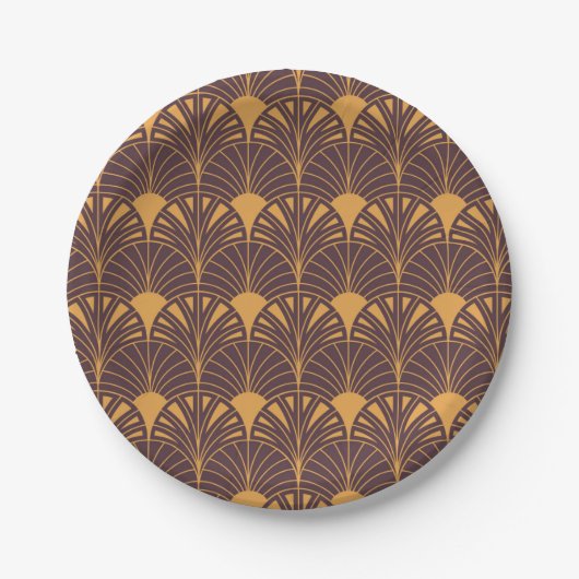 Art Deco-Muster mit fächerförmigen Motiven  Pappteller (Vorderseite)