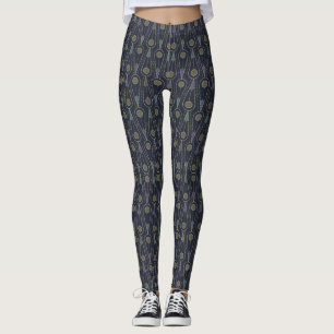 Art Deco-Muster mit geometrischen Formen in Gold Leggings