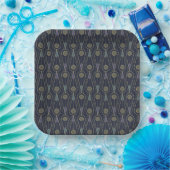 Art-Deco-Muster mit geometrischen Formen in Gold Pappteller (Party)