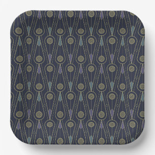 Art-Deco-Muster mit geometrischen Formen in Gold Pappteller