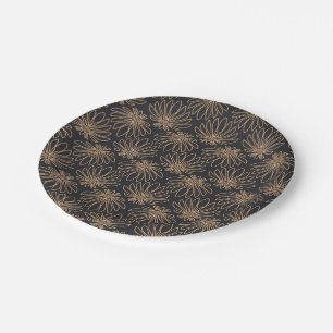Art Deco-Muster mit goldenen Blumenmotiven Pappteller