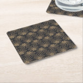 Art Deco-Muster mit goldenen Blumenmotiven Rechteckiger Pappuntersetzer (angewinkelt)
