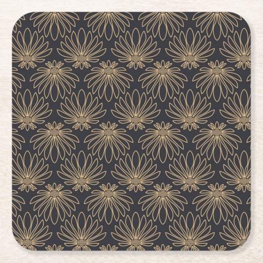Art Deco-Muster mit goldenen Blumenmotiven Rechteckiger Pappuntersetzer (Vorderseite)