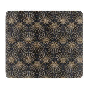 Art Deco-Muster mit goldenen Blumenmotiven Schneidebrett