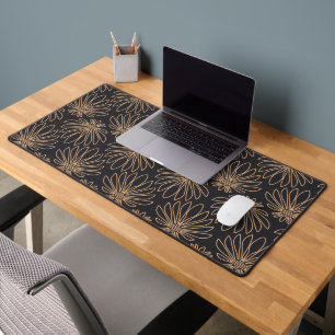 Art-Deco-Muster mit goldenen Blumenmotiven Schreibtischunterlage
