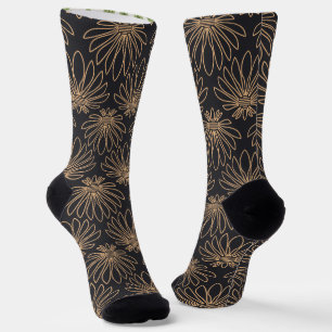 Art Deco-Muster mit goldenen Blumenmotiven  Socken