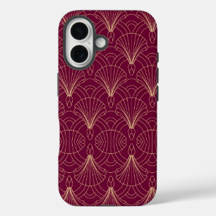 Art Deco-Muster mit goldenen geometrischen Fächerm iPhone 16 Hülle