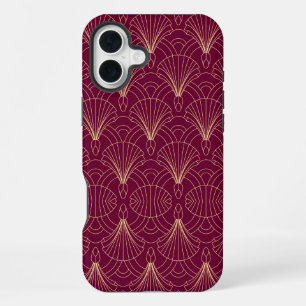 Art Deco-Muster mit goldenen geometrischen Fächerm iPhone 16 Plus Hülle