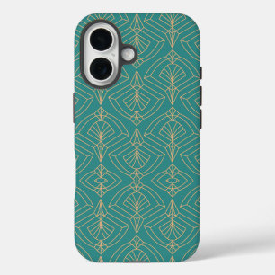 Art Deco-Muster mit goldenen geometrischen Formen  iPhone 16 Hülle