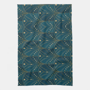 Art-Deco-Muster mit goldenen geometrischen Formen Geschirrtuch