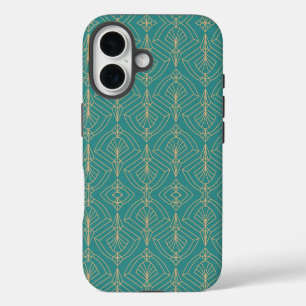 Art Deco-Muster mit goldenen geometrischen Formen iPhone 16 Hülle