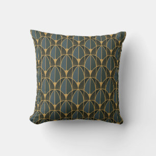 Art Deco-Muster mit goldenen geometrischen Formen Kissen