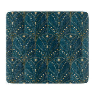 Art-Deco-Muster mit goldenen geometrischen Formen Schneidebrett