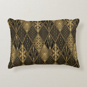 Art Deco Muster. Nahtlose schwarze und goldene Bac Dekokissen