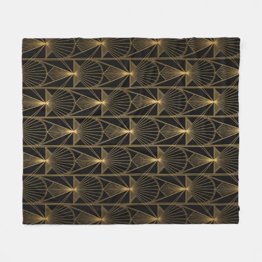 Art Deco Muster. Nahtlose schwarze und goldene Bac Fleecedecke (Vorderseite (Horizontal))