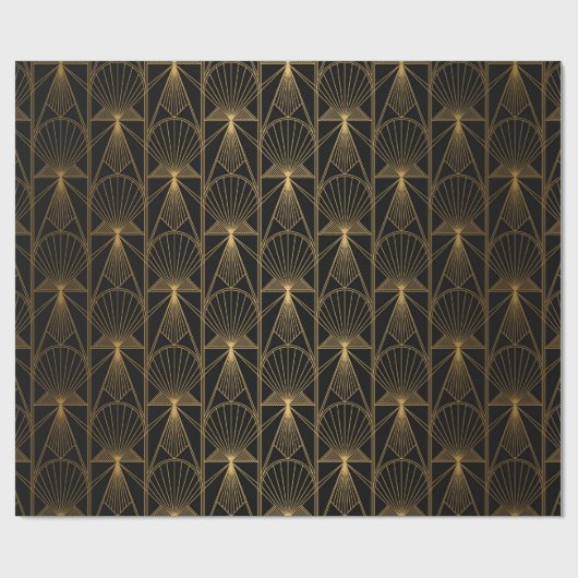 Art Deco Muster. Nahtlose schwarze und goldene Bac Geschenkpapier (Flach)