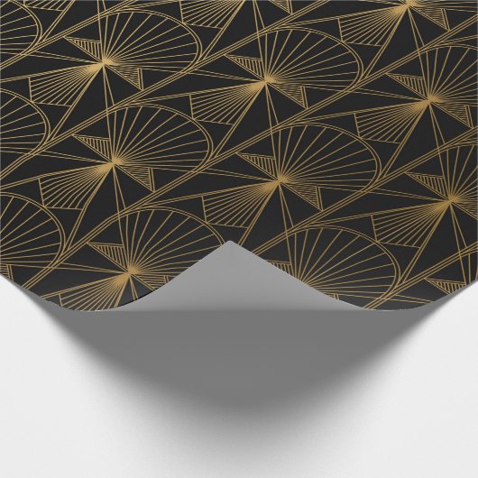 Art Deco Muster. Nahtlose schwarze und goldene Bac Geschenkpapier (Ecke)