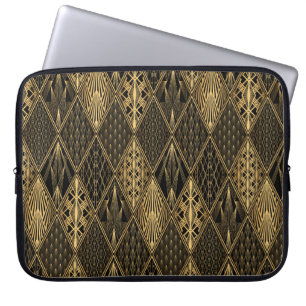 Art Deco Muster. Nahtlose schwarze und goldene Bac Laptopschutzhülle