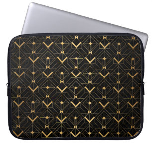 Art Deco Muster. Nahtlose schwarze und goldene Bac Laptopschutzhülle