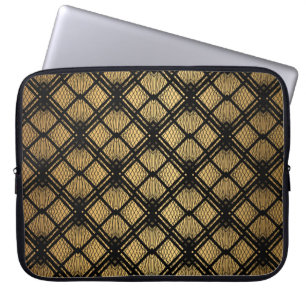 Art Deco Muster. Nahtlose schwarze und goldene Bac Laptopschutzhülle